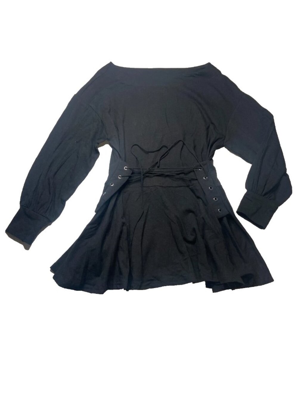 FOR THE REPUBLIC Black Long Sleeve Corset Top XS Goth Witchy Whimsygoth NWT